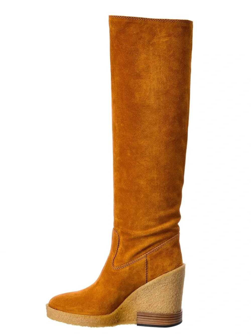 Tod’s Mustard tan Suede Wedge Knee-High Boots new with box full set 40 /9 NWT